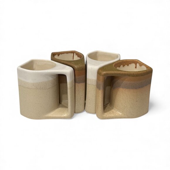 2 MCM Rodolfo Padilla Stoneware Pottery Cream Ombré Coffee Mugs Signed - Picture 11 of 11